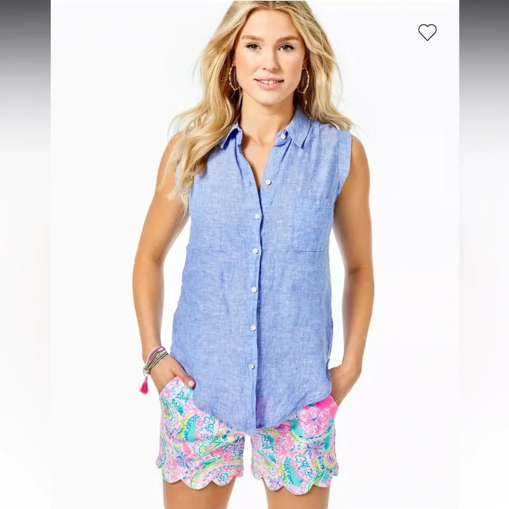 Lilly Pulitzer 100% Linen Breelyn Button Down - Picture 1 of 9